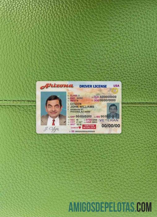 Carteira de habilitação EUA Arizona fotolook frente baixar para verificação